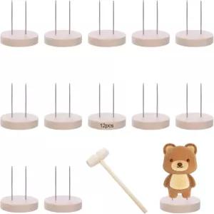 YONHTUTU 12PCS 포지티브 크로셰 인형 스탠드 미니 감자용 나무 디스플레이 피클 동물 장난감 지원용