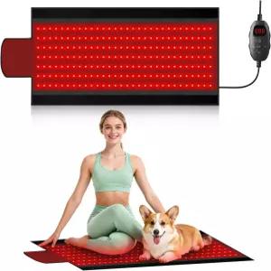 레드 라이트 테라피 매트 2인치 LED 660nm 및 블랭킷 프리미엄 소재 조절 가능한 타이머 강도