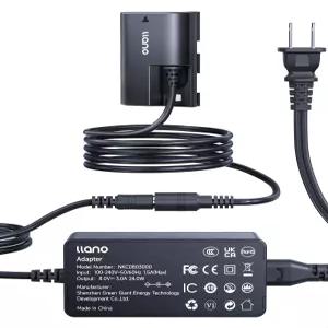 llano LP-E6 LP-E6NH 더미 배터리 AC 전원 어댑터 키트 캐논 EOS R6/R7 Mark II 5D/6D/7D II/III/IV
