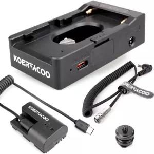 KOERTACOO NP-F 배터리 어댑터 플레이트는 F960 F770 F750 F570 F550 BMPCC 4K 및 6K DC 케이블 LP-E6 더미