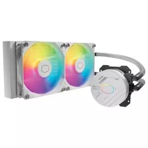 쿨러 마스터 240L 코어 AIO CPU 액체 - 240mm 라디에이터 ARGB PWM 팬 2개 특허받은 S세대 듀얼 챔버 펌프
