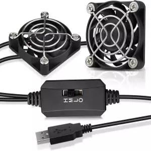 GDSTIME 2팩 50mm USB 팬 3단 속도 조절 기능 프로젝터 VR 기어 라즈베리 파이 TV 박스 소형 가전제품
