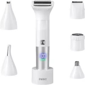 여성용 면도기 6-in-1 바디 헤어 트리머 페이셜 및 치골 제모 IPX7 방수 습식 건식 그루밍 전기 키트 USB