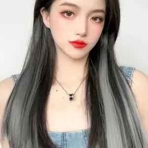 그라데이션 컬러 브릿지 헤어피스5p 똑딱이 부분가발