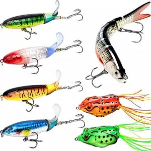 낚시 미끼 - 360 회전 프로펠러 꼬리 잡초 없는 개구리 베이스 파이크 월 손실 방지 후크를 위한 3D 즈