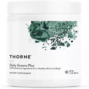 THORNE - 데일리 그린 플러스 말차 스피룰리나 모링가 및 어댑터젠이 함유된 종합 파우더 버섯 블렌드