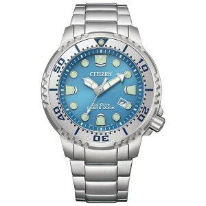 [Citizen] 시계 프로 마스터 에코 드라이브 다이버 200m 아이스 블루 BN0165-55L 남성 실버
