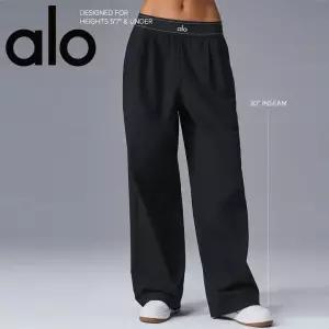 alo yoga홈페이지 공용 요가 와이드 팬츠 여 트레이닝 드롭핏 수트업트루저 세미스트레이트 팬츠
