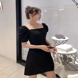 페미닌룩 퍼프 벌룬소매 파티패션 블랙 미니원피스