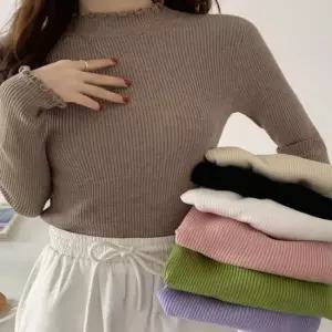 친절한탄씨 짱짱한 반목 슬림 골지 이너 프릴 긴팔 티셔츠 러블리 맨투맨티셔츠 레이스나시