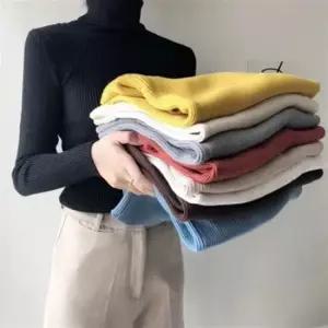 터틀넥 골지 니트 티셔츠 가을옷 신축성 데일리룩