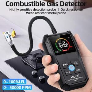가스 누출 감지기 분석기 메탄 가연성 50000 PPM 100% LEL 천연 테스터 LCD 화면 소리 및 빛 경보