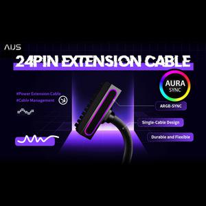 AIJS ATX 24PIN 연장 케이블 5V 3핀이  ARGB PC 18AWG 90도 직각 디자인 남성-여성 커넥터