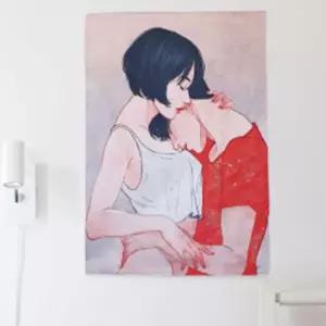 패브릭포스터 거실 벽장식 카페 소 커플세로 인테리어 벽장식 인테리어장식 가림천
