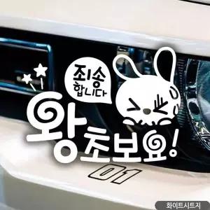 bns 죄송합니다 왕초보요 초보자동차스티커 화이트
