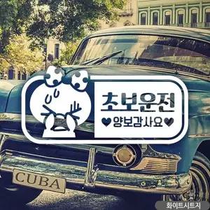 bns 초보운전 가로쁘띠 초보자동차스티커 화이트
