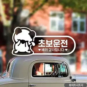 bns 초보운전 슬픈고미 초보자동차스티커 화이트