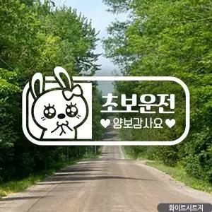 bns 애교토끼 초보운전 양보감사요 자동차스티커 화이트
