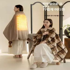 52QUAD 온열망토 발열 극세사 접이식 캠핑 무릎 입는