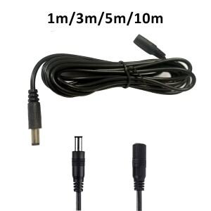 1M 3M 5M DC 연장 케이블 2.1mm x 5.5mm 암-수 커넥터 전원 코드 어댑터 익스텐더 검정색 전선