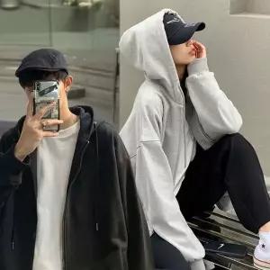 남여공용 오버핏 기모 무지 후드집업 아우터 여자후드집업