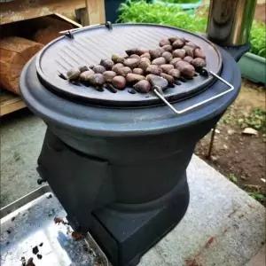 52QUAD 벽난로형쿠킹화로 장작난로 포함 연통 벽난로형