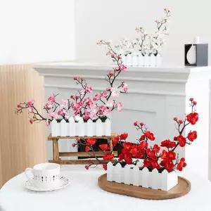 아트박스/플라워트리 매화 조화 화분 유니크 울타리 set 41x29cm 3컬러