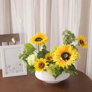 아트박스/플라워트리 해바라기 조화 센터피스 미니솔 수반 set 40cm 장식