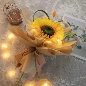 아트박스/플라워트리 해바라기 조화 꽃다발 LED 엔틱 48cm 인테리어 장식