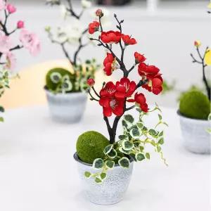 아트박스/플라워트리 매화 조화 화분 장수 set 13x32cm 4컬러 인테리어 꽃