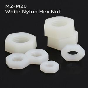 5-20피스 M2-M20 White Nylon Hex Nuts Plastic ulating
