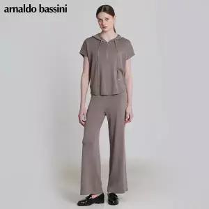 [아날도바시니(ARNALDO BASSINI)] (2SET) 비스코스 후드 루즈핏 밴딩 이지셋업 2종세트(후드반팔+팬츠)(택가격: 178000원)