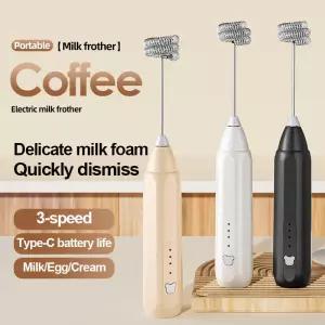 미니 커피 거품기 USB 충전식 3단 속도 조절 폼 메이커 우유 믹서 전동 핸들 블렌더 계란 핫 쿠킹 도구