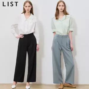 [리스트(LIST)] 감각있는 투턱 롱 와이드 팬츠 (택가격: 178000원)