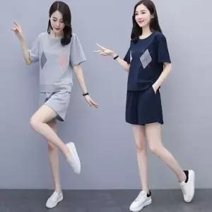 [샵앤] 여성 아가일 체형커버 빅사이즈 반팔 반바지 세트 WLD-WSET-LD-922