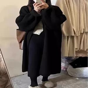 여성 2컬러 가을 겨울 간절기 루즈핏 롱 니트가디건 (HSJ-WFFPQWG)