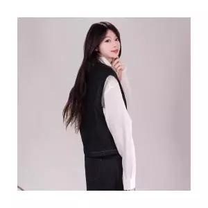 데님 여성용 캐주얼 데일룩 조끼 베스트 민소매 라운드 톱 DAOL1