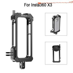 PULUZ 카메라 보호 프레임 Insta360 X3 / X4용 메탈 케이지 리그 하우징 확장형 콜드 슈 베이스 및 삼각대