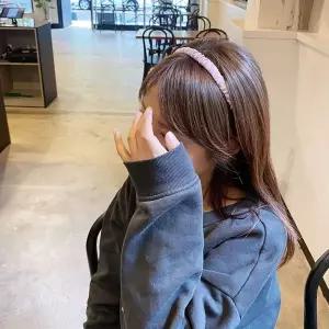 좁은머리띠 헤어 루프 플리츠 크림