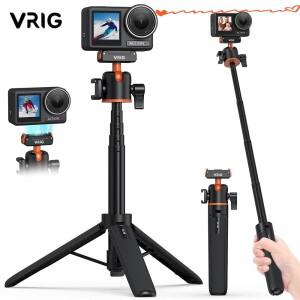 VRIG 21인치 퀵 릴리즈 마그네틱 삼각대 (DJI 오즈모 액션 3/4/5 Pro용) 확장형 카메라 360도 회전 볼 헤드
