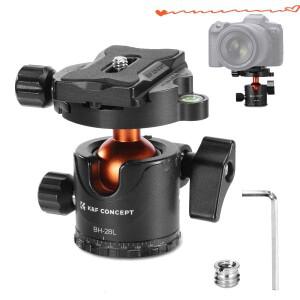 K&F CONCEPT 22lbs/10kg 하중 전문 금속 삼각대 볼 헤드 1/4 퀵 릴리스 플레이트 (니콘 캐논 라이카 소니