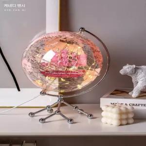고급 투명 지구본 인테리어 소품 별자리 장식 크리스탈 LED
