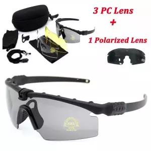 야외 군사 전술 안경 UV400 보호 공기총 슈팅 안전 고글 사냥 편광 스포츠 선글라스
