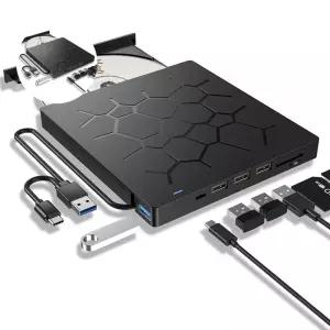 멀티허브 USB 3.0 C타입 외장 ODD CD DVD롬 레코더 7in1 ED02