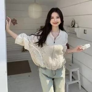 봄 펀칭 여자야구점퍼 루즈핏 자켓 야구점퍼 레이스 ible1