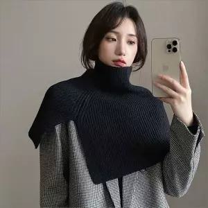 [하프클럽/]여성 터틀넥 어깨숄 니트케이프 레이어드 넥워머 겨울 2색