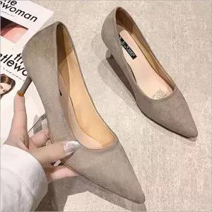 [하프클럽/]5cm 힐 스웨이드 여자 7cm 스틸레토 하이힐 뾰족앞코 구두
