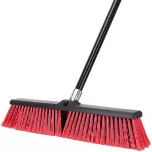 데크 진입로 차고 마당 파티오 콘크리트 바닥 청소(빨간색)를 위한 63인치 긴 손잡이가 있는 18인치 푸시