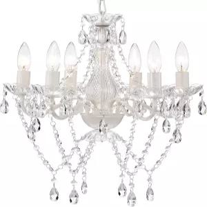 미스터 컬러 화이트 샹들리에 크리스탈 캔들 조명 침실용 6-라이트 기구