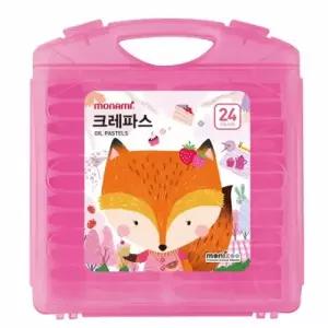 모나미 모니주 가방파스 크레파스 24색 핑크 새학기 준비물 이름표 견출지 세트